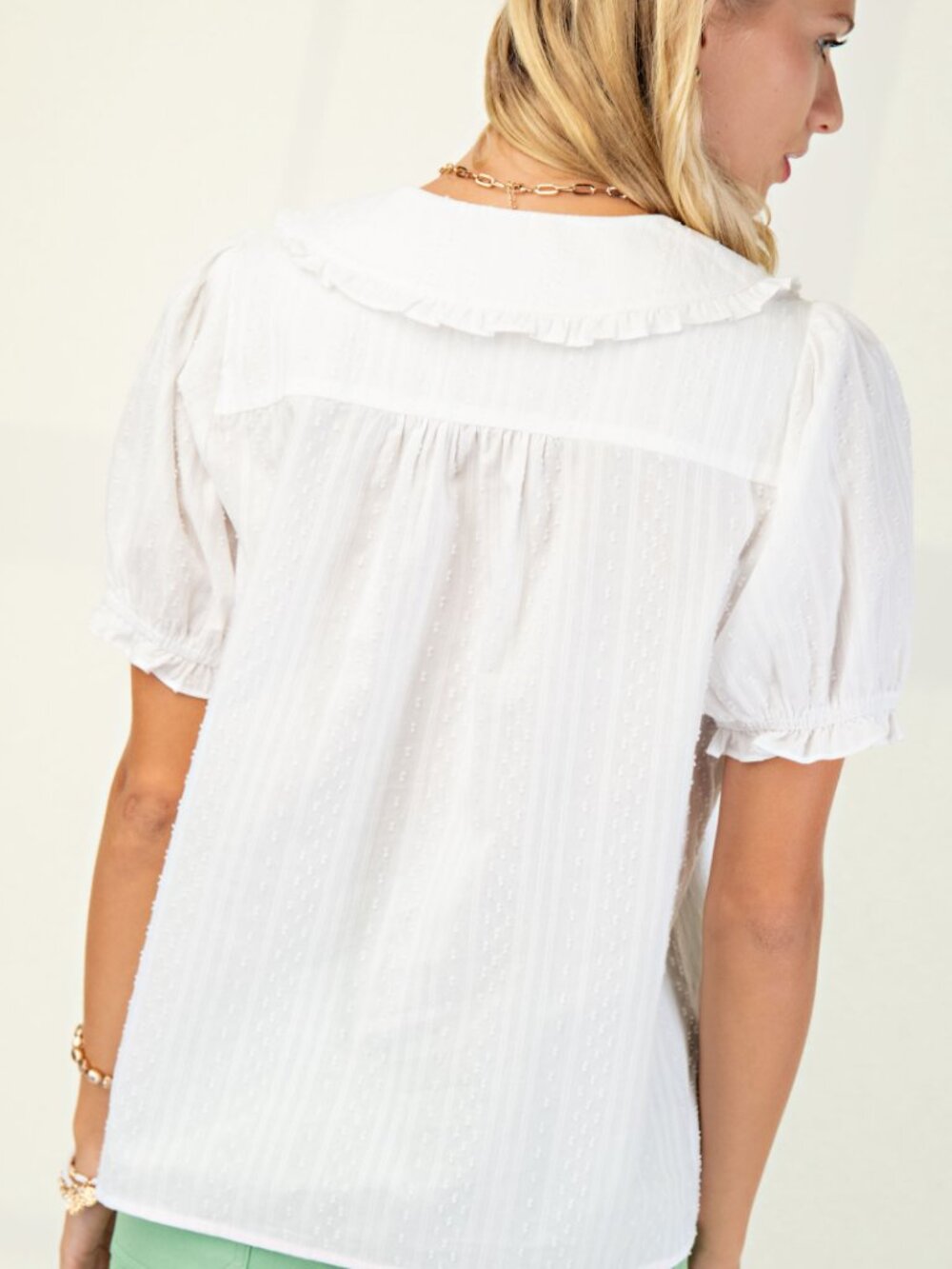 NWT 100% Cotton Peter Pan Collar Blouse - Picture 3 of 7